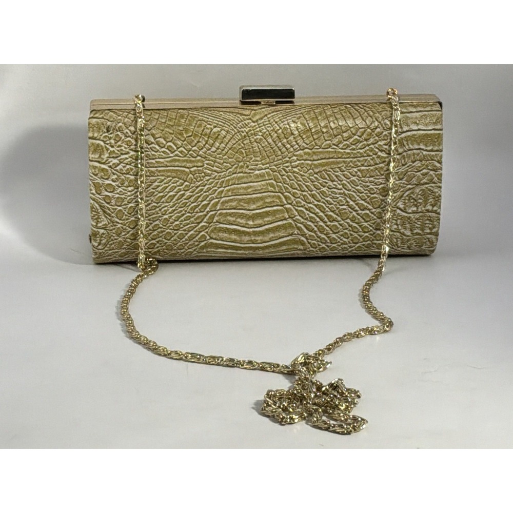 Bijoux Turner Alligator/crocodile Look Gold With Goldtone Strap‎ Evening Bag
